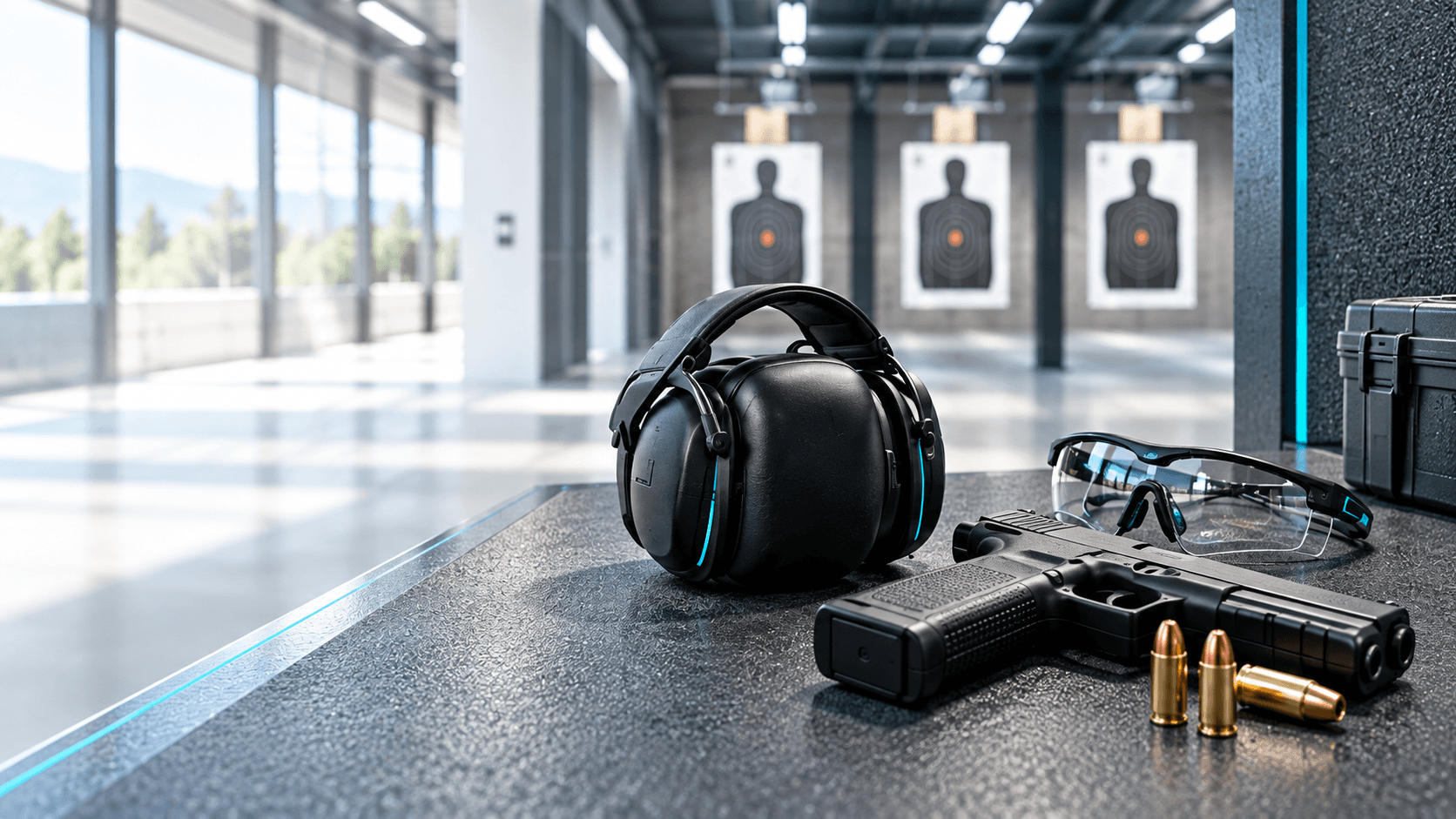 Firearm safety instructor guiding a student through range fundamentals