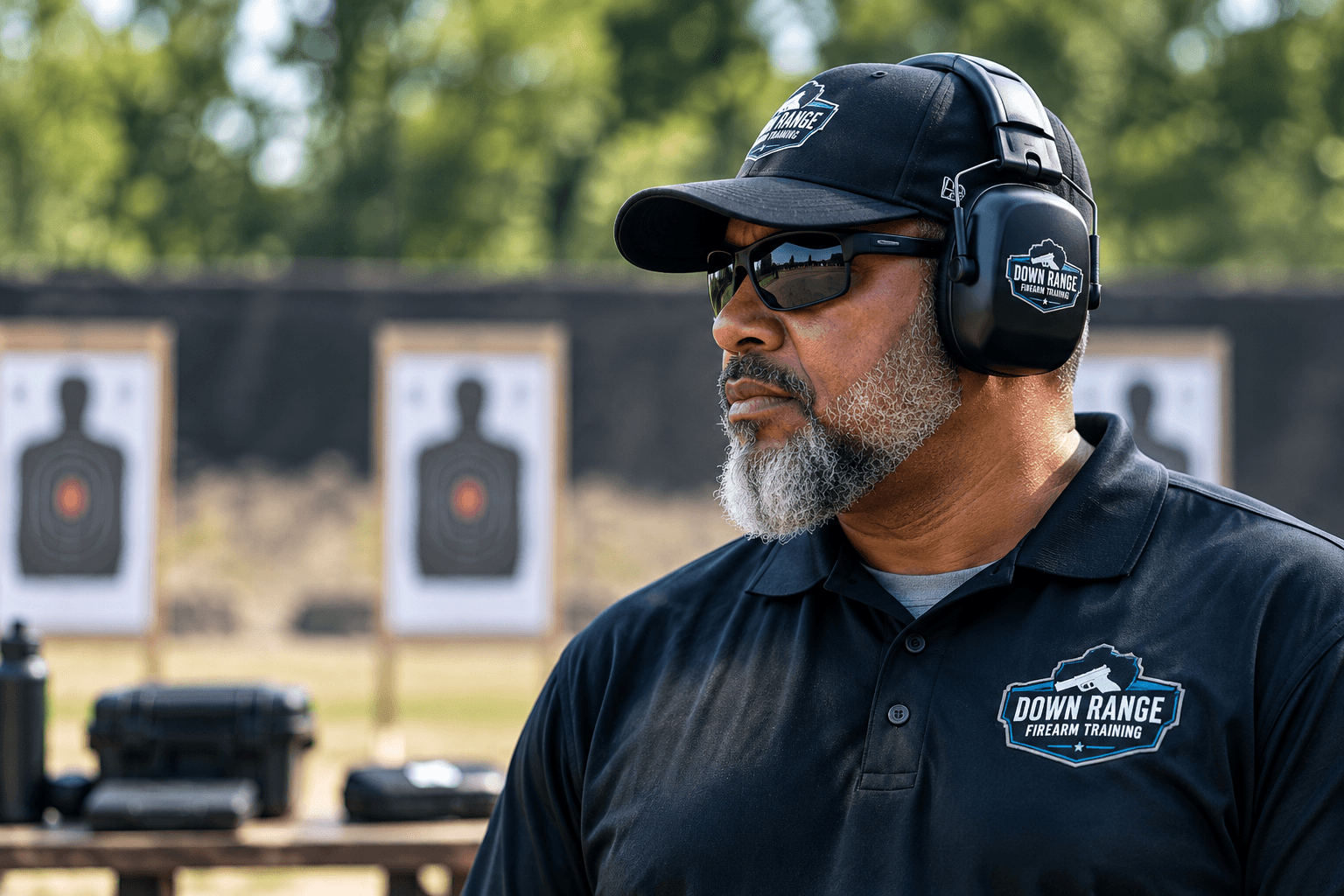 Instructor reviewing firearm safety fundamentals in a classroom setting